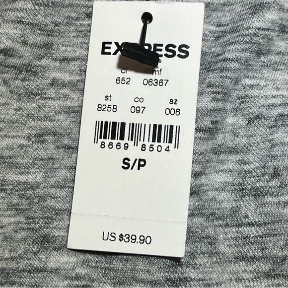 New Express Open Shoulder Top Blouse Shirt Women’s Size Small Gray Long Sleeve - Picture 4 of 8
